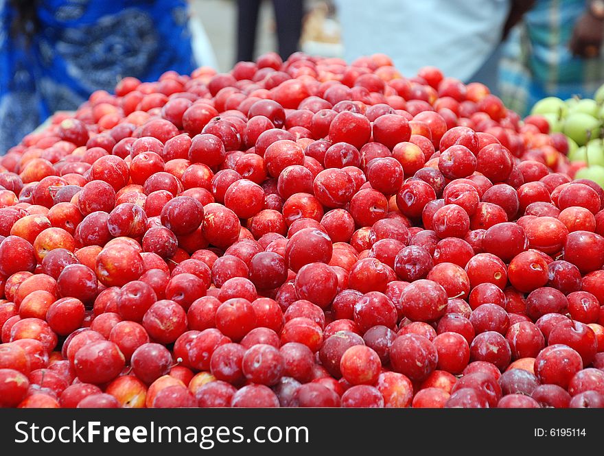 Red apple fruits at market. Red apple fruits at market