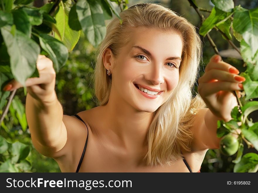 Beautiful young woman in a forest