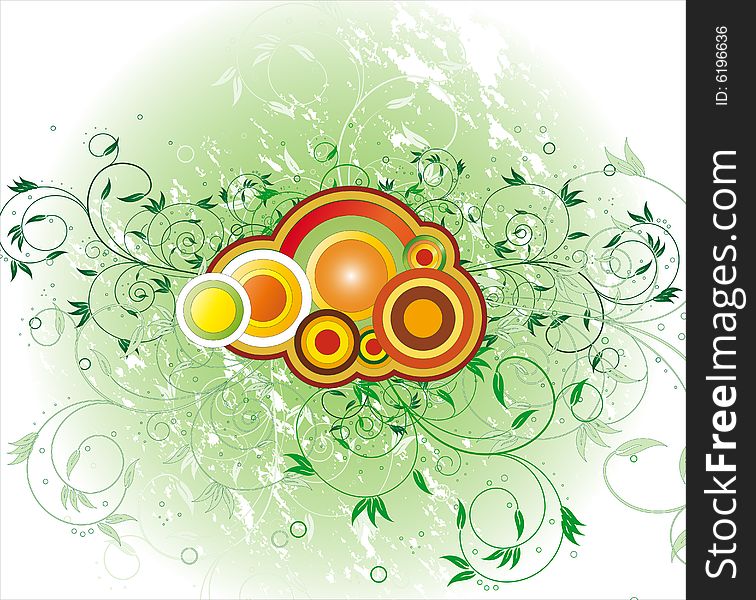 Background with color flower and trendy circle. Background with color flower and trendy circle