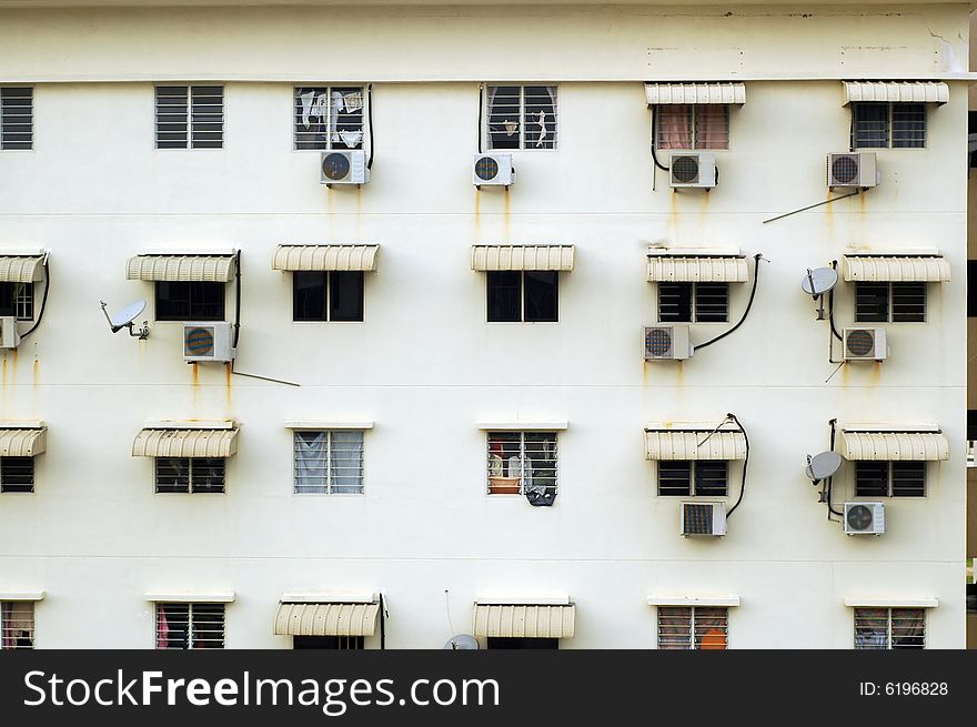 Lots of apartment windows. typical apartments in Malaysia