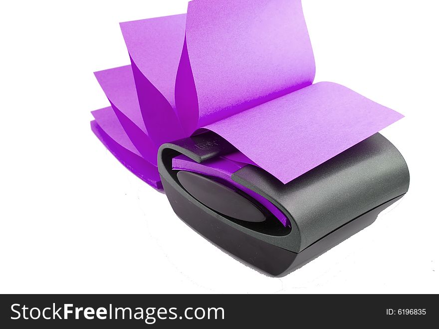 Purple Sticky note dispenser isolated on white background