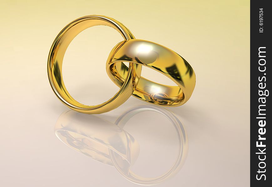 Pair of Gold wedding rings laced. Pair of Gold wedding rings laced.