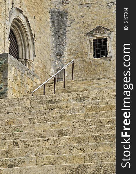 The stairs of a church in the city of Gerona in Spain