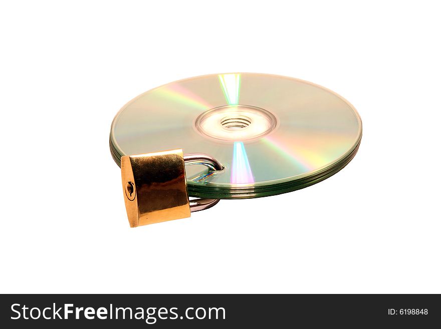 Locked cd isolated on a white background. Locked cd isolated on a white background.