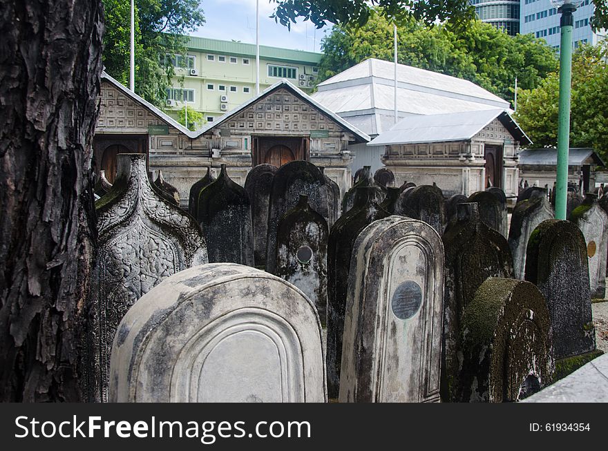 Ancient royal cemetery at Male near Hukuru Miskiy mosque. Maldives. Ancient royal cemetery at Male near Hukuru Miskiy mosque. Maldives