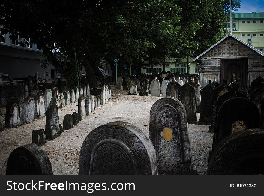 Ancient royal cemetery at Male near Hukuru Miskiy mosque. Maldives. Ancient royal cemetery at Male near Hukuru Miskiy mosque. Maldives