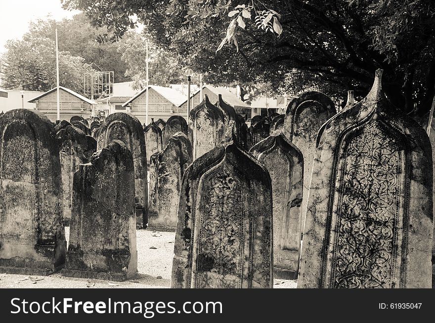 Ancient royal cemetery at Male near Hukuru Miskiy mosque. Maldives. Ancient royal cemetery at Male near Hukuru Miskiy mosque. Maldives