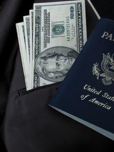Dollars And Passport Royalty Free Stock Photo