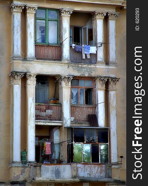 The old house with balconies. The old house with balconies