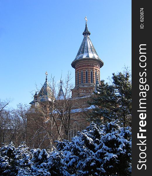 The Cathedral of the Metropolitan Seat of Banat was built between 1936 and 1940 by the architect Ion Traianescu and painted between 1939 and 1946. Cathedral is 63 meters long and 32 wide and its main spire is 83.7 m high. A 7 meter high cross tops its highest spire and it can hold 4500 people. It shows a combination of architectural styles and in its crypt lays a valuable museum of religious art. The Cathedral of the Metropolitan Seat of Banat was built between 1936 and 1940 by the architect Ion Traianescu and painted between 1939 and 1946. Cathedral is 63 meters long and 32 wide and its main spire is 83.7 m high. A 7 meter high cross tops its highest spire and it can hold 4500 people. It shows a combination of architectural styles and in its crypt lays a valuable museum of religious art.