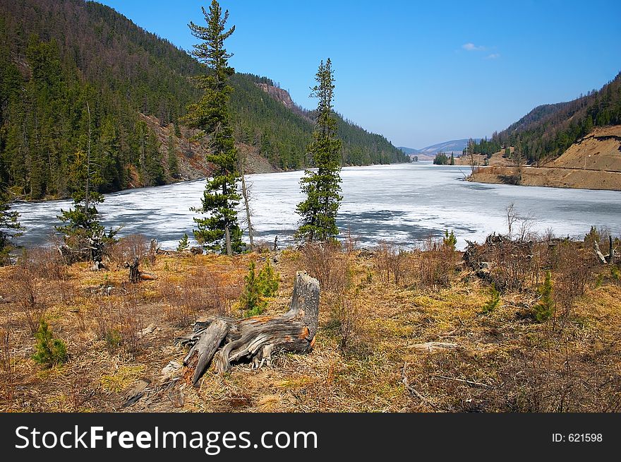 Ice Lake And Blue Sky.