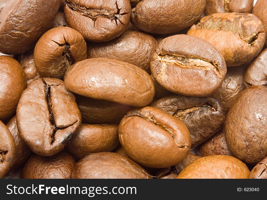 Close-up on some coffee beans. Close-up on some coffee beans.