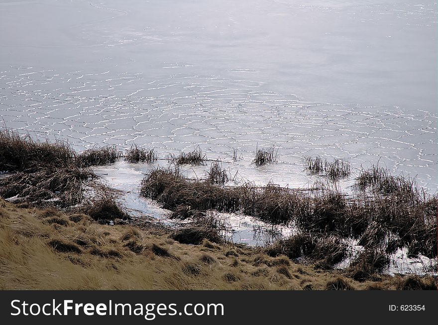 Pattern on frozen pond. Pattern on frozen pond