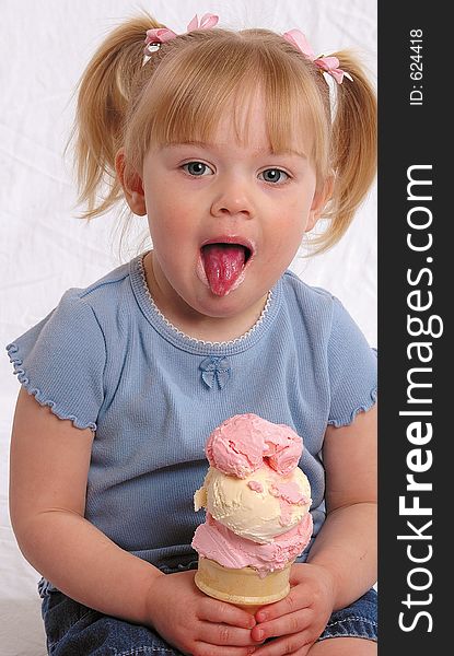 A girl ready to lick Ice Cream