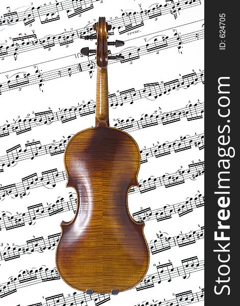 Violin with music sheet background. Violin with music sheet background