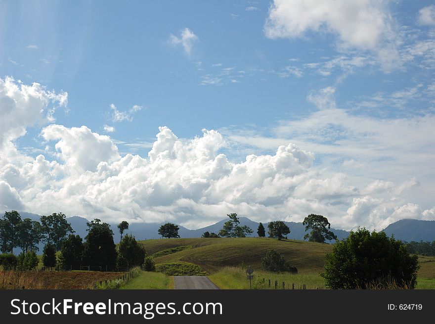 Cloud Filled Sky Over Country Landscape