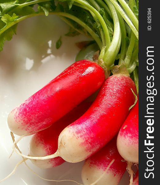 Radish over white