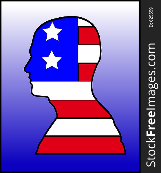 This is an illustrated head with the American flag. This is an illustrated head with the American flag.