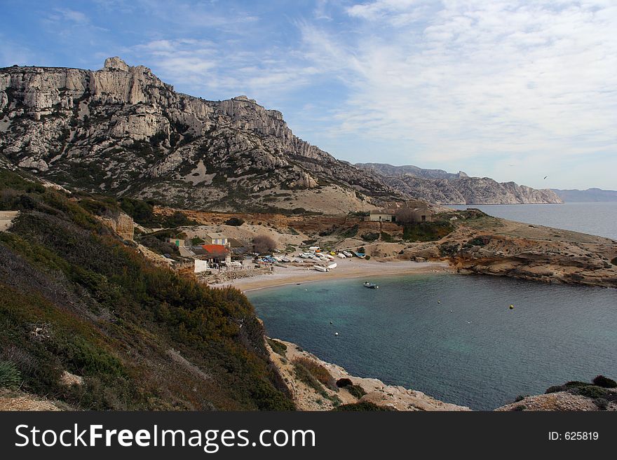The calanques at les goudes, marseille, france. The calanques at les goudes, marseille, france