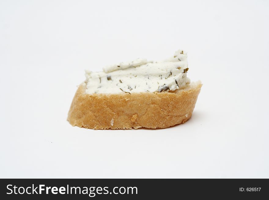 A slice of bread with butterfat. A slice of bread with butterfat