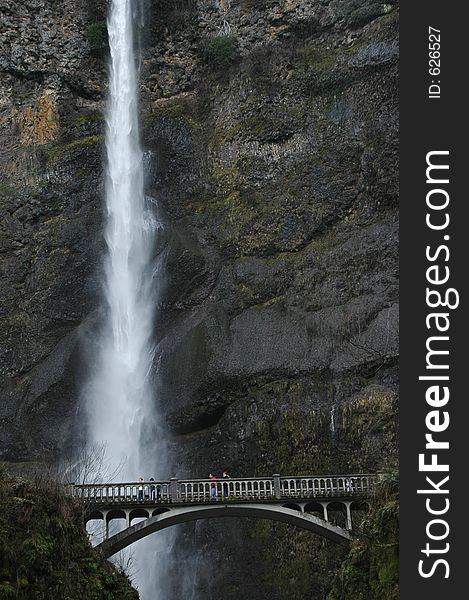 Waterfall under bridge