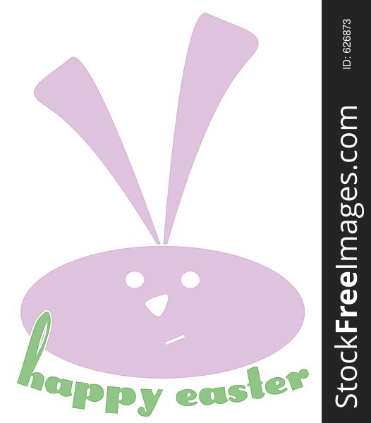 Original computer illustration of a bunny with Happy Easter text.