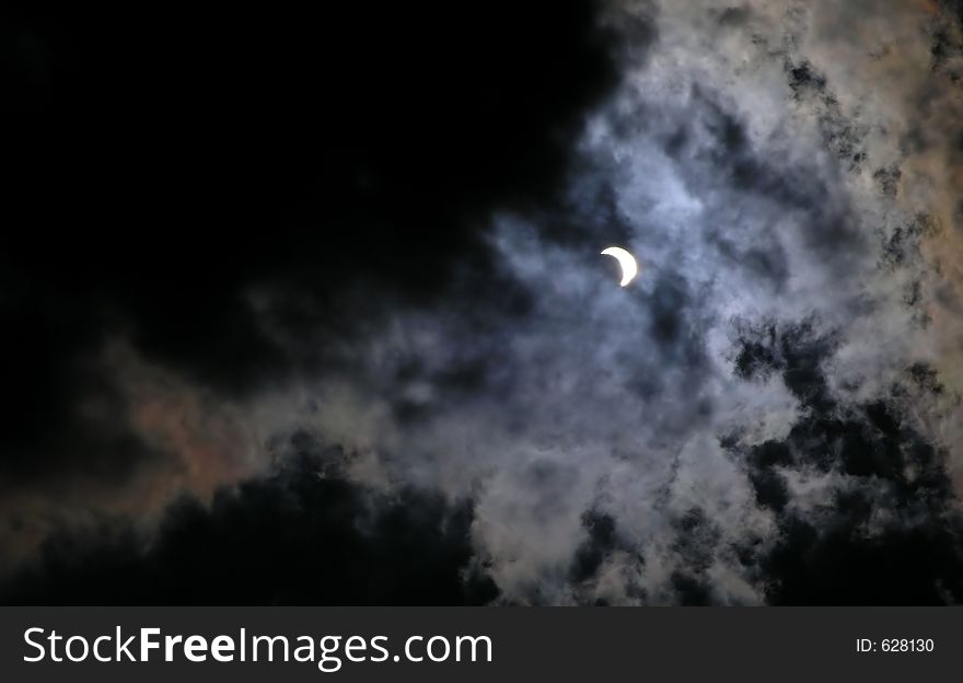 Solar eclipse at 70% phase on 29-march-2006 in Romania. Solar eclipse at 70% phase on 29-march-2006 in Romania