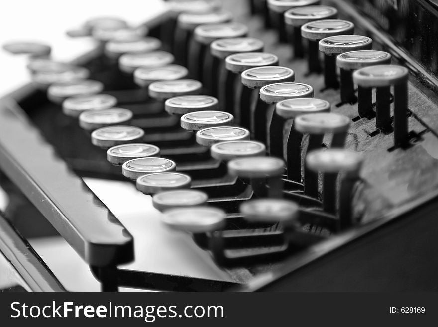 Vintage typewriter in black and white. Vintage typewriter in black and white