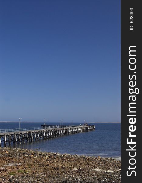 A vertical shot of the Pt. Victoria jetty, Yorke Peninsula, South Australia. A vertical shot of the Pt. Victoria jetty, Yorke Peninsula, South Australia.