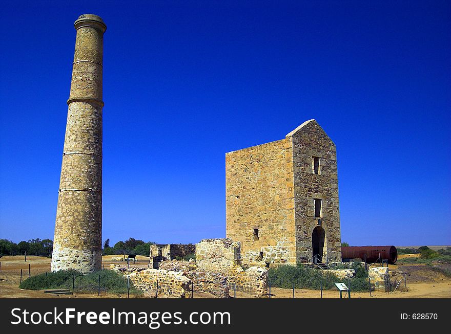 The ruins of the Hughes engine house at Moonta Mines, South Australia. The ruins of the Hughes engine house at Moonta Mines, South Australia.