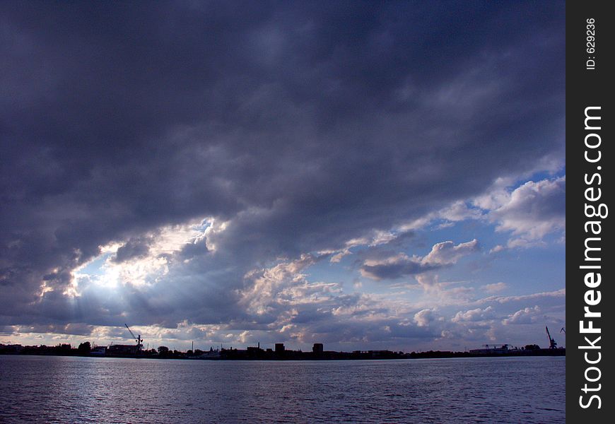 Clouds over the city, Astrakhan, Russia