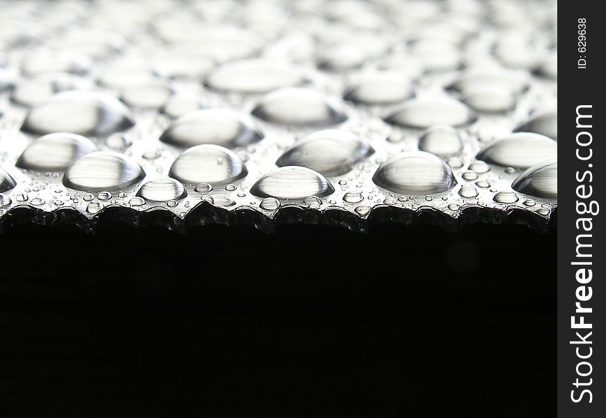 Water drops on steel