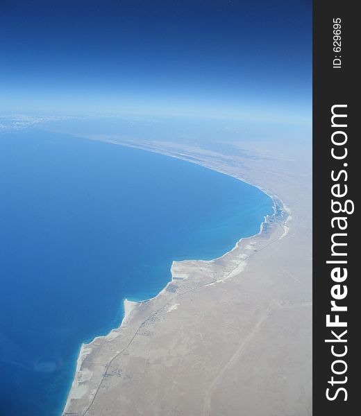 The desert coastline seen from above. The desert coastline seen from above