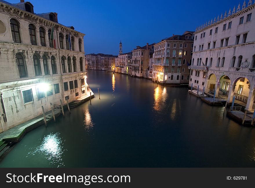 View of the Grand Canal at Night, in Venice, Italy. View of the Grand Canal at Night, in Venice, Italy