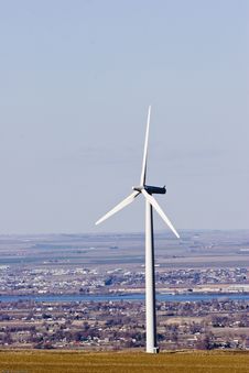 Single Wind Mill On Wind Farm Royalty Free Stock Images