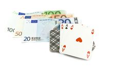 Euro Banknotes With Cards Stock Image