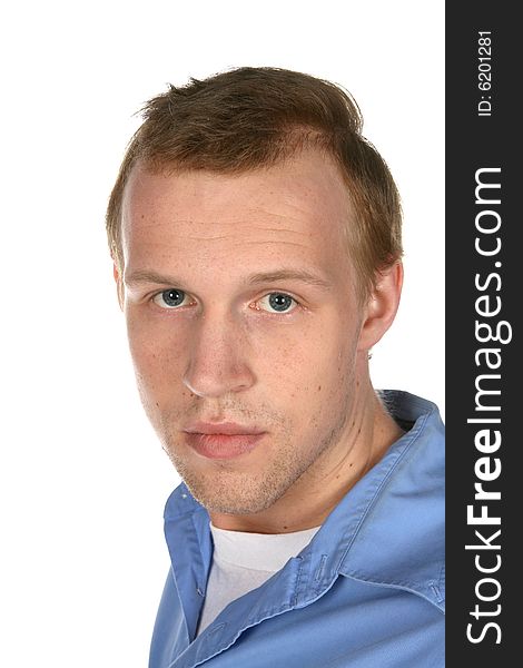 Young Man With Thinning Hair On His Temples