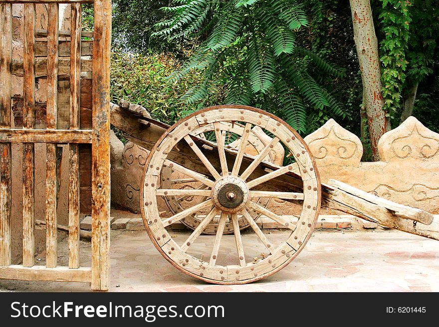 The wooden vehicle of the farm Sinkiang china.