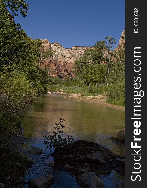 View of Virgin River at Zion Canyon. View of Virgin River at Zion Canyon