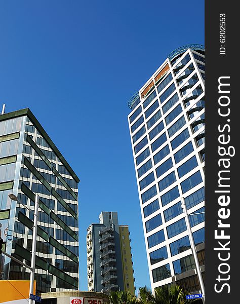 Modern building with blue sky background