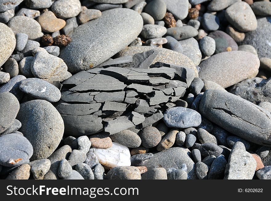 Natural Cracked Stones in Riverbed