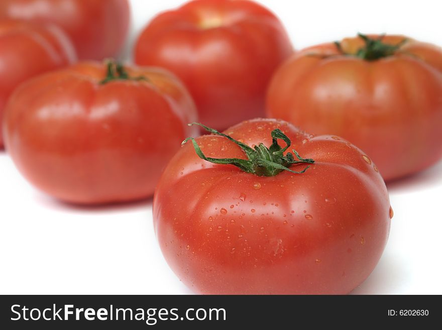 A lot of fresh juicy a tomato