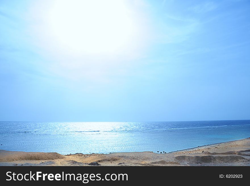 Blue sea and blue sky