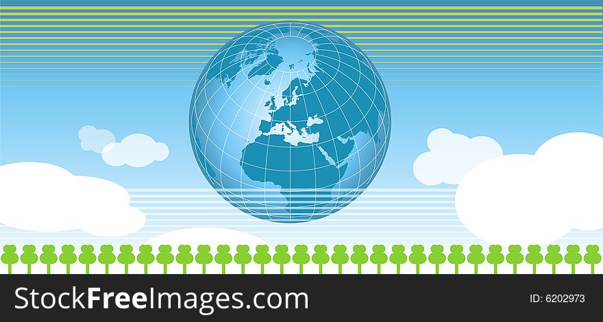 Vector ecology background concept with globe.