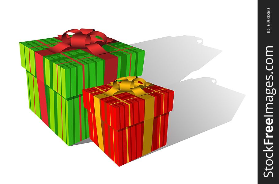 Vector illustration of two holiday gift boxes. Vector illustration of two holiday gift boxes