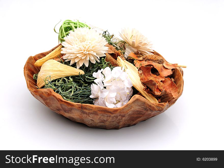 Shot of some pot pourri in a wooden bowl. Shot of some pot pourri in a wooden bowl