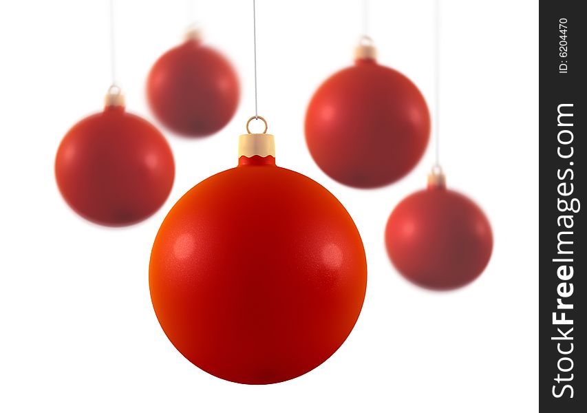 Five christmas balls on white background. Five christmas balls on white background