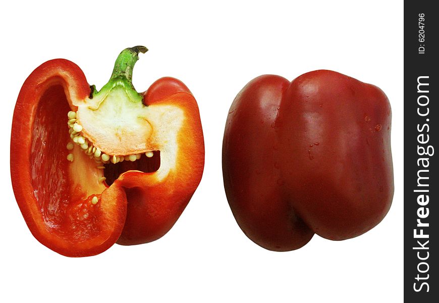 Two red peppers with little ankles artful