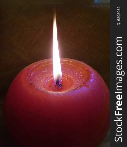Lighten red candle prepared for a meditation session