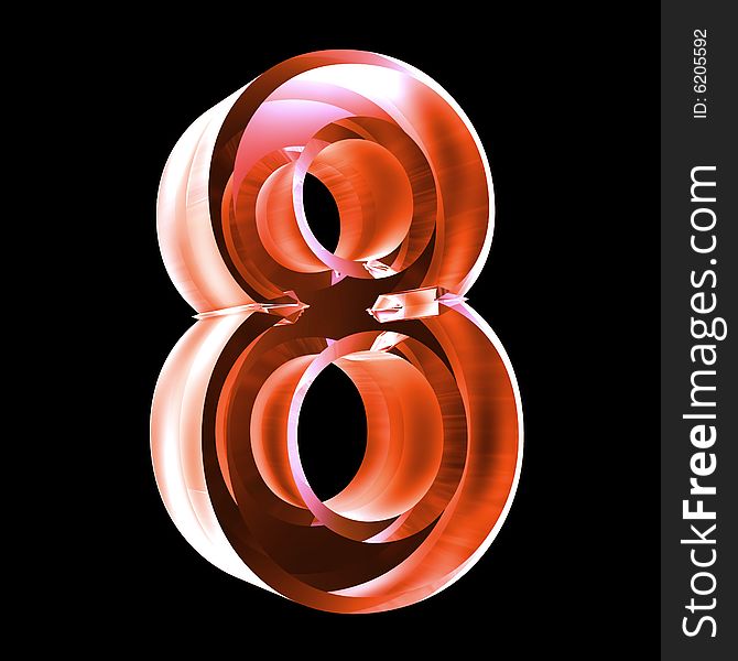 3d number 8 in red glass